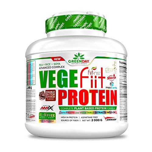 AMIX - Proteína en Polvo - Vegefiit Protein en Formato de 2 kilos - Gran Aporte de Nutrientes - Ayuda a Aumentar la Masa Muscular - Sabor a Cacahuete, Choco y Caramelo