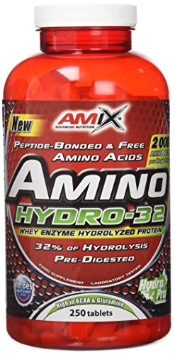 AMIX - Suplemento Alimenticio Amino Hydro 32 - Incrementa la Fuerza y Desarrolla la Capacidad Muscular - Suplemento con Aminoácidos Puros Hidrolizados - 250 Tabletas