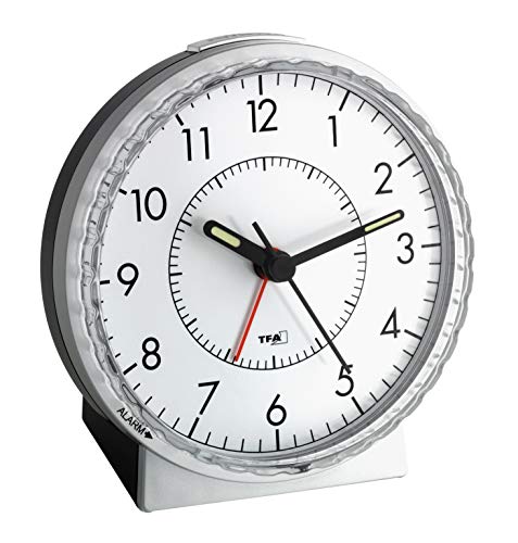 TFA 601010 Reloj Despertador electrónico Plata, Plateado, (L) 107 x (B) 78 x (H) 110 mm