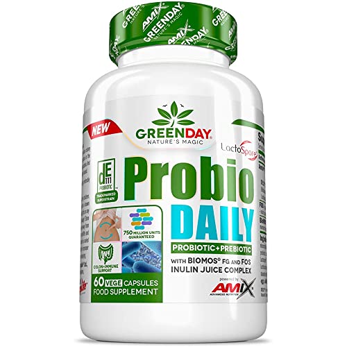 AMIX - Suplemento Alimenticio - Probio Daily en Formato de 60 Cápsulas - Alto Contenido en Probióticos y Prebióticos - Mejora la Flora Intestinal - Favorece la Absorción de Nutrientes