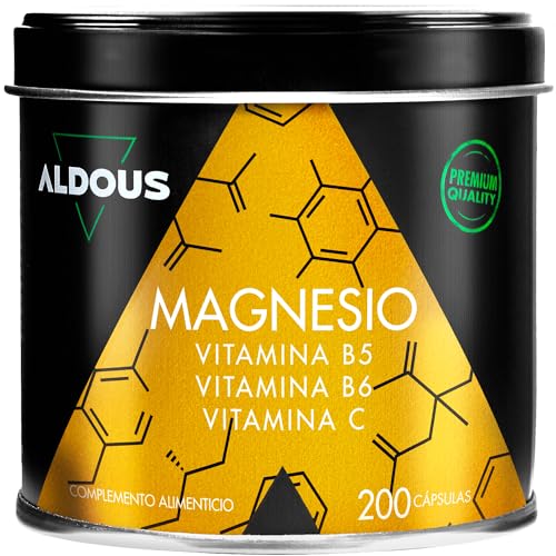 200 Cápsulas Citrato de Magnesio | 1500 mg + Vitamina C, B6, B5 Dosis Diaria | Magnesio Alta Biodisponibilidad | Vitaminas para el Cansancio y Fatiga | Articulaciones, Músculos | Fabricado España