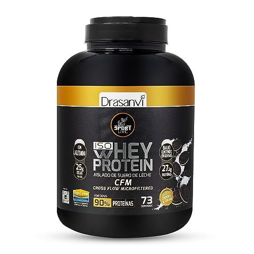 SPORT LIVE Whey protein isolate | Aislado de proteína en polvo | Proteinas whey isolada de suero de leche | Proteinas que ayudan a aumentar tu masa muscular |Cookies & Cream | 2,2KG |Drasanvi