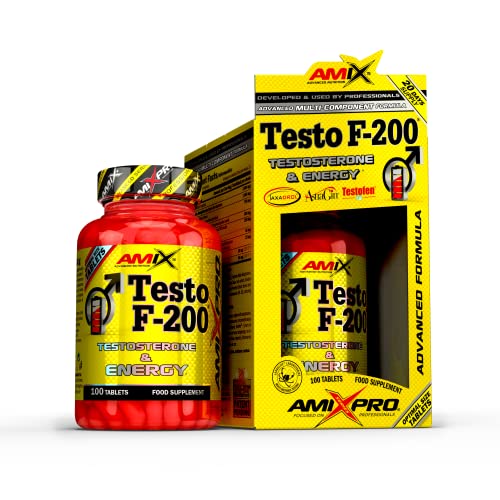 AMIX Testo F-200 - 100 Tabletas - Suplemento Alimenticio - Aumenta el Nivel de Testosterona - Aporta Fuerza Energía y Resistencia - Refuerza el Sistema Inmunológico