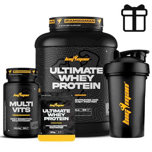 Pack BigMan Ultimate Whey Protein 2 kg + MULTI VITS Perlas 30 caps + Shaker REGALO Y MUESTRAS (MANGO) | Aumenta el crecimiento muscular | Entrenamientos intensos | Máxima asimilación
