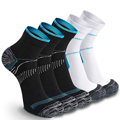 WEEKEND PENINSULA 5 Pares Calcetines de Running Deportivos Compresión Ligera Hombres Mujer de Deporte Transpirables (L, 3x Negro + 2x Azul, l)