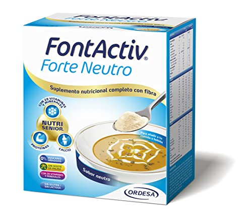 FontActiv Forte Sabor Neutro- Suplemento Nutricional con Fibra para Adultos 0% Azúcares añadidos- 10 Sobres x 30 gr