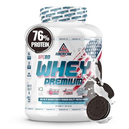 AS American Suplement | Premium Whey Protein 2 kg | Oreo | Proteína de Suero de Leche | Aumentar Masa Muscular | Alta Concentración de Proteína WPC80 Pura | Contiene L-Glutamina Kyowa Quality®