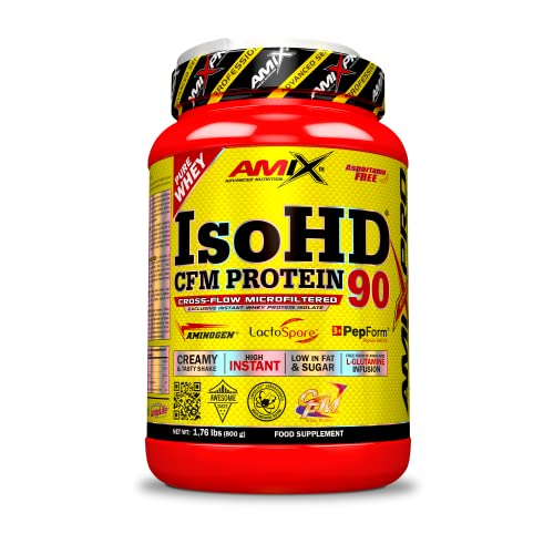 AMIX - Proteína en Polvo - Iso HD 90 CFM en Formato de 800 gramos - Aumenta la Masa Muscular - Contiene Proteína de Suero - Mejora el Rendimiento Muscular - Sabor a Chocolate Blanco