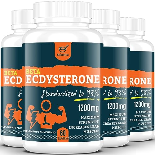 Solavica Beta Ecdysterone Suplemento 1200 mg -98% Ecdysterona de máxima pureza para desarrollo muscular magro y aumento de fuerza -Suministro para 4 mes