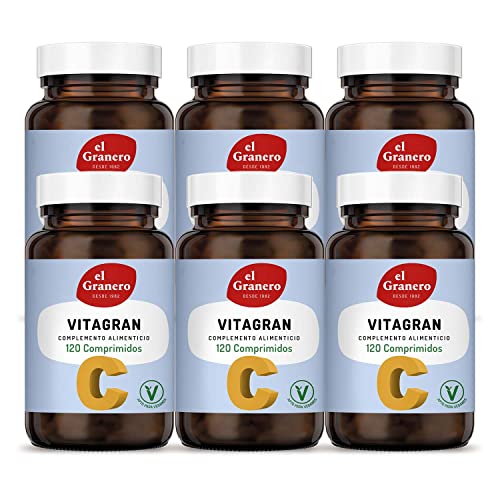El Granero Integral - Pack de 6 Unidades - Vitagran C - 120 Comprimidos - Elaborado a Base de Vitamina C y Flavonoides - Ayuda a la Síntesis de Colágeno - Efecto Antioxidante