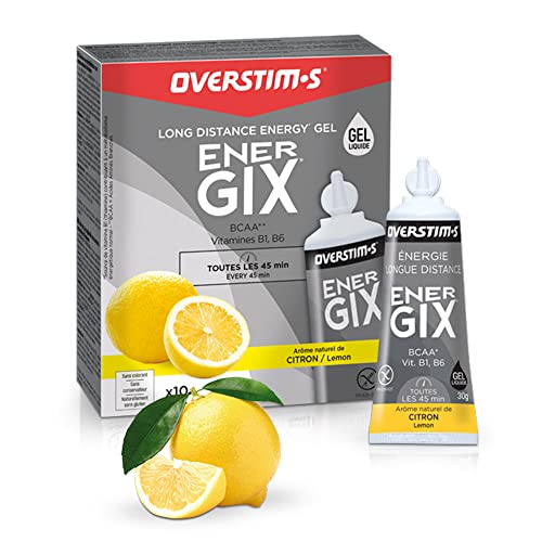 OVERSTIM.s- Energix Gel (10 tubos) - Gel energético para el deporte - Esfuerzos de resistencia de larga duración (ciclismo, running...) - Sabor limón