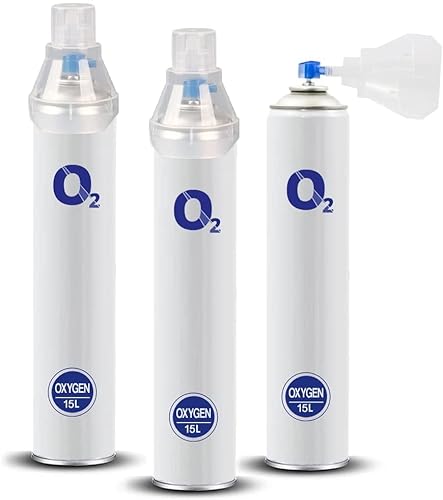 OXYMED24 Oxígeno suplemento de oxígeno en lata, 15 l, o2, boquilla universal, inhalable, dispositivo de oxígeno, 3 unidades
