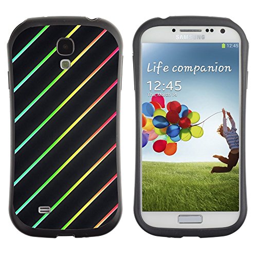 LASTONE PHONE CASE / Suave Silicona Caso Carcasa de Caucho Funda para Samsung Galaxy S4 I9500 / Lights Black Clean Red Rainbow Spectrum