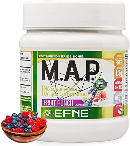 |EFNE |MAP Aminoacidos Esenciales Sabor Fruta Del Bosque | 300 Gramos | Vegano | Alta dosis | Preentreno o Perientrenamiento |Fuerte Recuperador Muscular |