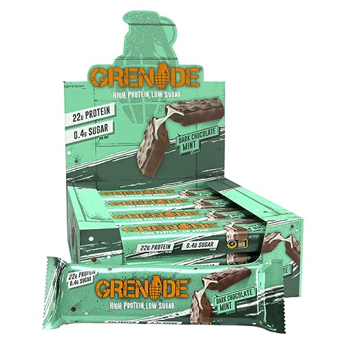 Grenade High Protein and Low Carb Barra Sabor - Dark Chocolate Mint, 12 x 60 g