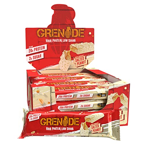 Grenade High Protein and Low Carb Barra Sabor - White Chocolate Salted Peanut, 12 x 60 g