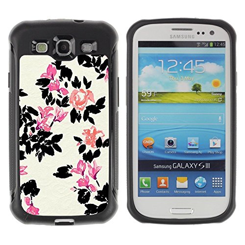 LASTONE PHONE CASE / Suave Silicona Caso Carcasa de Caucho Funda para Samsung Galaxy S3 I9300 / White Flower Pink Minimalist