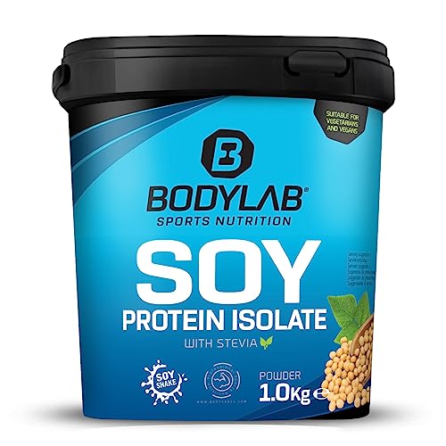Bodylab24 Aislado de Proteína de Soja Chocolate 1kg, aislado de proteína de soja vegetal pura para tu desarrollo muscular, hasta un 90% de proteínas, amplio perfil de aminoácidos