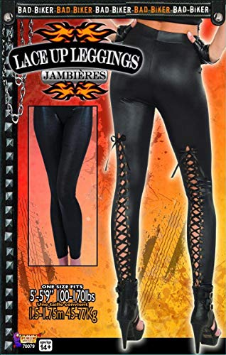 Forum Novelties Sexy Biker Lace Up Black Costume Leggings Adult One Size Fits Most