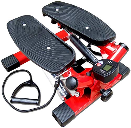 JLDN Mini Máquina de Step, 2 en 1 Fitness Stair Stepper Bandas de Resistencia con, Cardio Twisting Machine Swing Stepper Profesional Máquina de Pasos para Principiantes y usuarios avanzados,Red