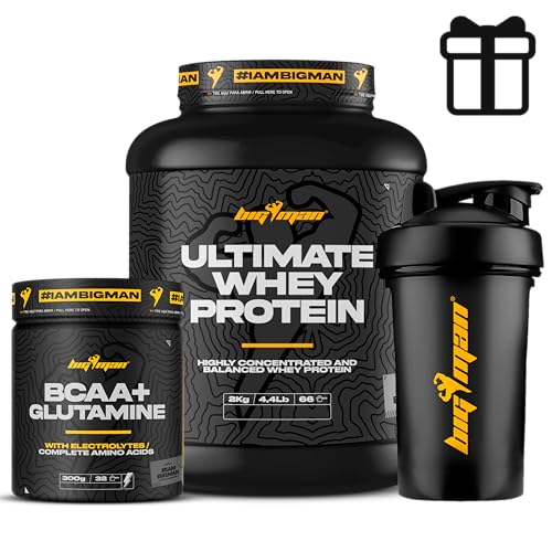Pack BigMan Ultimate Whey Proteína 2Kg (Sabor) + Bcca & Glutamina Con Electrolitos 300Gr + Shaker 