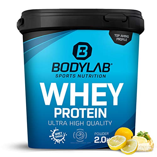 Bodylab24 Whey Protein Powder Tarta de queso y limón 2kg, polvo rico en proteína, la proteína de suero puede promover la construcción de músculo, con 80% de proteína, sin aspartamo
