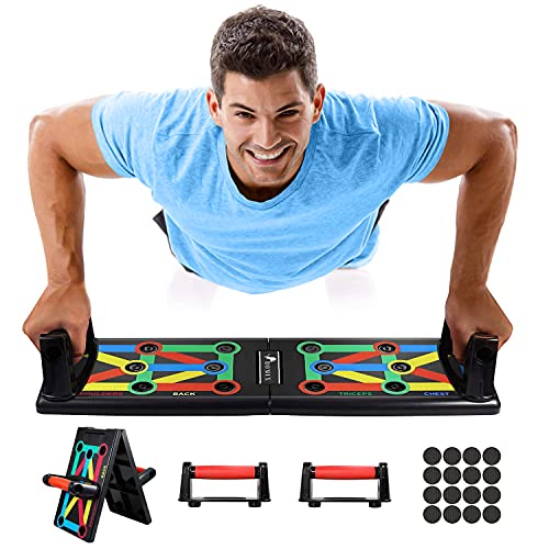 ROMIX Push Up Rack Board, 12 en 1 Multifuncional Sistema Plegable Ejercicio Stands, Portátil Tabla de Flexiones Hogar Gimnasio Soporte Equipo para Corporal Muscular Fitness Entrenamiento Hombre Mujer