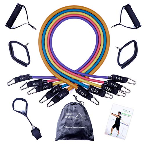 Ryher Gomas elasticas musculacion - Kit de Cuerdas elasticas de Fitness con 5 Bandas de Resistencia - Elasticos Fitness para Entrenamiento - Ligas Ejercicio - Gimnasio en casa