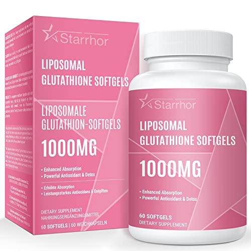 Glutatión liposomal en cápsulas blandas, suplemento de glutatión de alta potencia 1000mg por ración,60 cápsulas