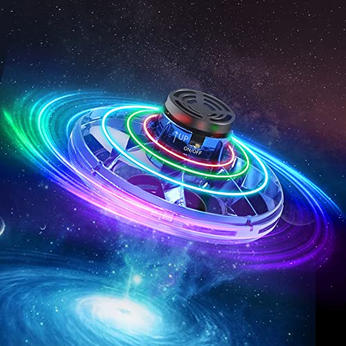 OBEST Bola Voladora Boomerang Magica Niños Juguetes, Mini UFO Drone Fly Ball Pro Controlada a Mano, 360 ° de Rotación y Luces LED RGB, Flying Spinner Voladora para Interior Exterior Niños Adulto, Azul