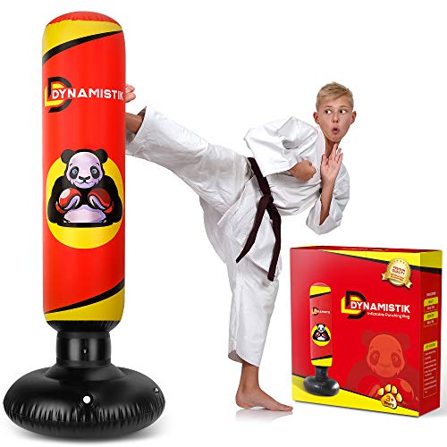 DYNAMISTIK™ – Saco de Boxeo Inflable  y Autoportante 160 cm – Saco de Boxeo de Pie Sólido y Resistente para Niños y Adultos – Box | Karate | MMA | Fitness