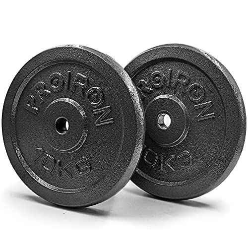 PROIRON Discos Pesas, Ø25mm - Hierro Fundido Placas de Discos Peso para Pesas y Mancuernas 1.25/2.5/5/10kg