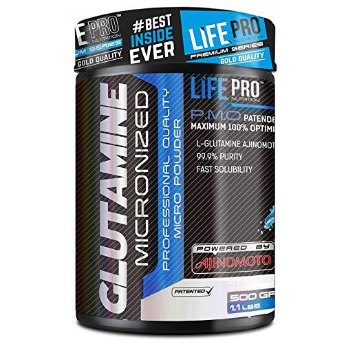 Life Pro Glutamine Ajinomoto® 500gr | Suplemento deportivo de glutamina para contribuir al crecimiento muscular y evitar el catabolismo – L-Glutamina para la recuperación muscular