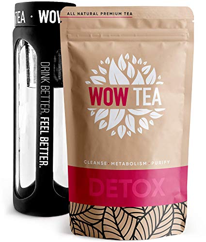 WOW TEA Kit Purificador: 21 Dias Detox Té | Té Adelgazante Para Bajar de Peso | Mezcla de Té de Hierbas Orgánicas de Desintoxicación, Control de Perdida de Peso | Botella de Infusor | 150g, Made in EU