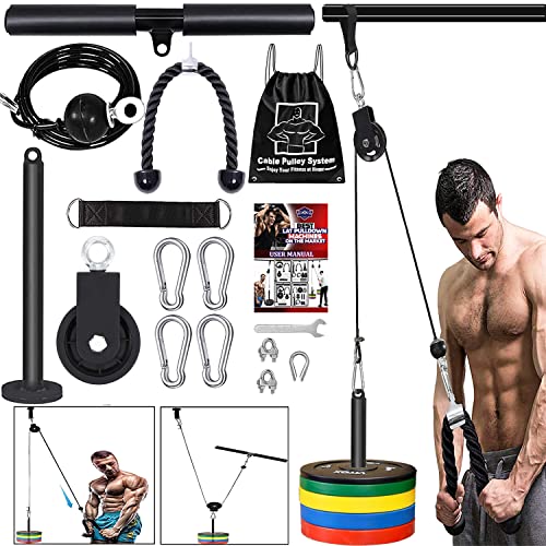 Taeku Polea para Gimnasio Profesional DIY Máquina Kit Cables de Poleas Equipo Fitness de Fuerza Muscular para Entrenamiento de Curl y Extensiones (2,5m Cable)