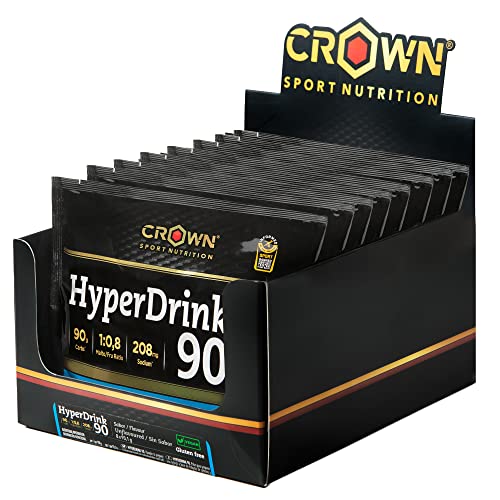 Crown Sport Nutrition HyperDrink 90, Bebida con 90 gramos de carbohidratos en 500 ml y un plus de sodio. Con Maltodextrina y Fructosa en ratio 1:0,8 y sal marina (Caja (8 x 93,1g))