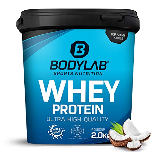 Bodylab24 Whey Protein Powder Coco 2kg, polvo rico en proteína para músculos más fuertes, la proteína de suero puede promover la construcción de músculo, con 80% de proteína, sin aspartamo