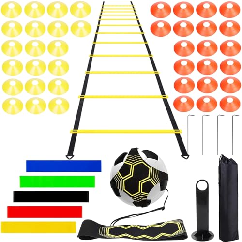 niuniaj Speed ​​Agility Training Kit para Agilidad,Escalera de Agilidad 6M,40 Conos Deportivos y Entrenador de Patadas de Fútbol 5 Bandas de Resistencia Set de Entrenamiento Futbol Niños