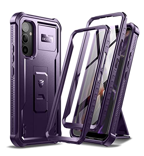 Dexnor Funda de Cuerpo Completo para Samsung Galaxy A54【Marco Frontal Doble y Soporte】, Tecnología de Amortiguador, Protección contra Caídas, Resistente a los Golpes - Phantom Purple