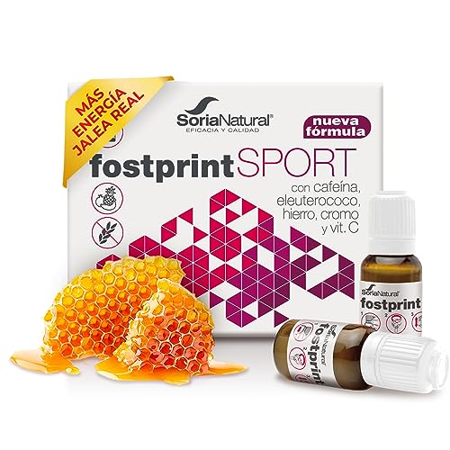 Soria Natural - Fost Print Sport - Complemento Alimenticio - Energía al instante para los deportistas - Gingsen, Jalea Real, Propóleo - 20 viales de 15 ml