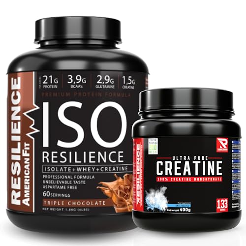 Pack Resilience|Triple Chocolate|Proteina Whey|+|Proteina Isolada|1.8 KG+|Creatina 400GR|Proteínas De Suero|Proteinas Para Masa Muscular|+|Creatina Monohidratada|Proteínas Con Creatina|