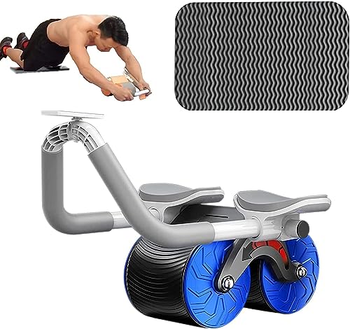 UMIKK Rodillo abdominal para abdominales, AB Wheel Roller,rodillo abdominal 4D con soporte para codos,equipo de entrenamiento con ruedas dobles estables,Azul(con temporizador)