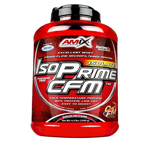 AMIX - Proteína Isolada Isoprime CFM, 1 Kg - Gran Aporte de Aminoácidos - Contiene Enzimas Digestivas - Libre de Aspartamo, Proteínas para Aumentar Masa Muscular, Sabor Cacahuete, Chocolate, Caramelo