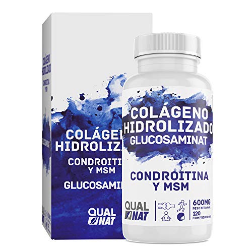 Colágeno Hidrolizado Glucosaminat -Suplemento Contra el Envejecimiento - Formato de 120 Comprimidos -Con Glucosamina, Condroitina, MSM y Ácido Hialurónico - Fortalece las Articulaciones-QUALNAT