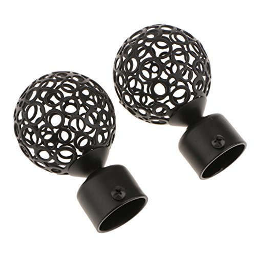 2 Piezas De Cortina De La Ventana Barra Cortina Polos Decorativos Cabezas Tapa 28 Mm Diámetro Interior - Bola Hueca Negro