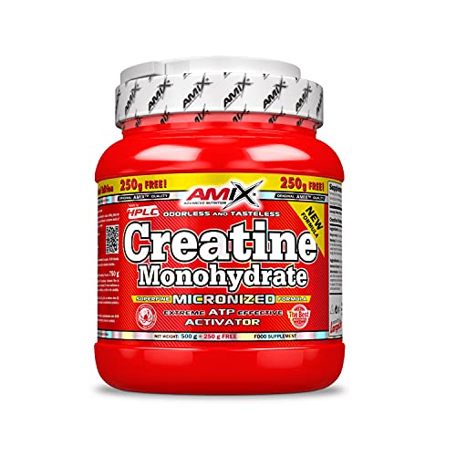 AMIX - Creatina Monohidratada - 500 Gramos + 250 Gramos Gratis - Complemento Alimenticio - Mejora el Rendimiento Físico - Ideal para Deportistas - 100% Micronizada - Proteína Masa Muscular