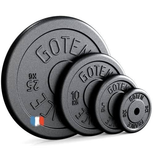 GOTEN | Discos Pesas - Hierro Fundido - 25 mm / 1 Pulgada - 2 x 5 kg - Negro - Made in France | Musculación/Fitness
