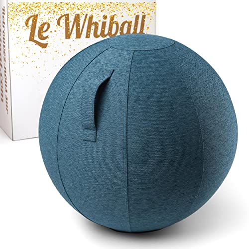 Silla de Bola WHIBALL para Sentarse de Forma ergonómica - para la Oficina y el hogar - Bola de Asiento Ø 65cm - Tejido Resistente e indeformable - para Sentarse de Forma dinámica (Azul)
