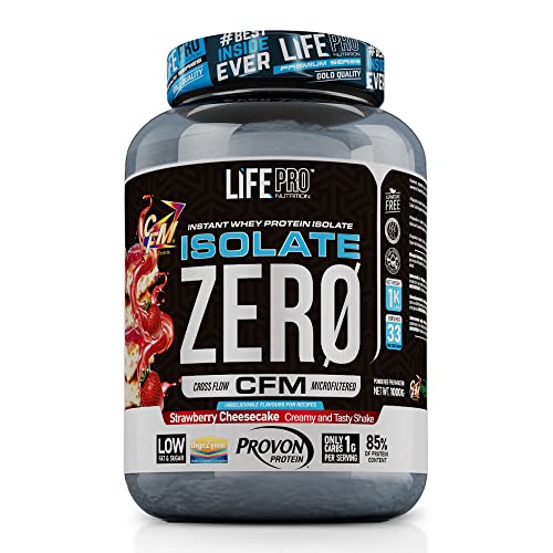 Life Pro Isolate Zero 1Kg | Alimento Deportivo de Proteína de Suero Aislada, Mejora y Crecimiento del Sistema Muscular, Aumenta Resistencia (Strawberry Cheesecake, 1 kg)