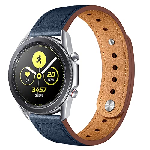 Correas de reloj de 22 mm Bandas de reemplazo de cuero unisex compatibles para Samsung Galaxy Watch 3 45 mm/para Garmin Vivoactive 4/para Huawei GT2 Pro 46 mm Doble hebilla Sports Store Azul